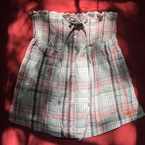 Vintage Billabong smocked plaid tube top, size medium